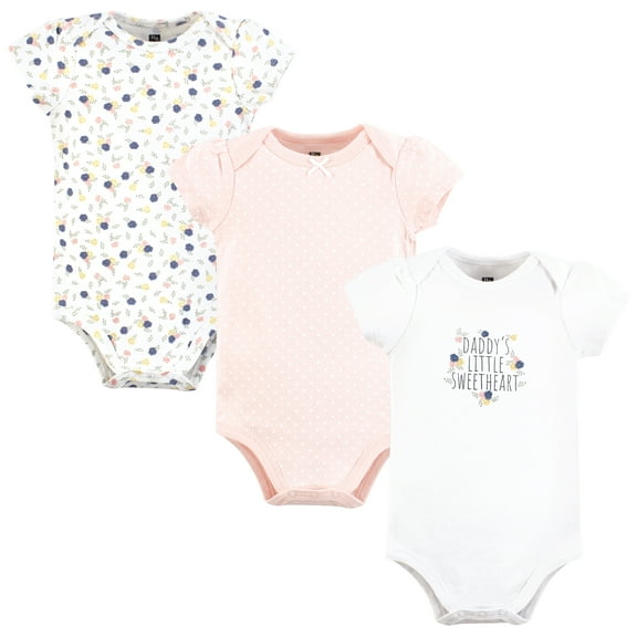 Hudson Baby Infant Girl Cotton Bodysuits, Daddys Sweetheart, 9-12 Months