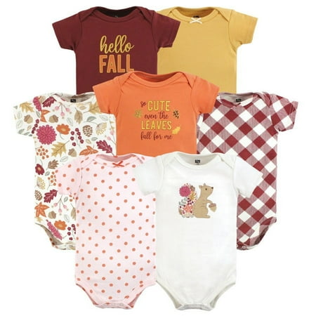 Hudson Baby Infant Girl Cotton Bodysuits, Fall Squirrel, Newborn