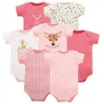 thumbnail image 1 of Hudson Baby Infant Girl Cotton Bodysuits, Floral Deer, 12-18 Months, 1 of 2