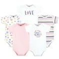 thumbnail image 1 of Hudson Baby Infant Girl Cotton Bodysuits, Happy Girl, 0-3 Months, 1 of 3