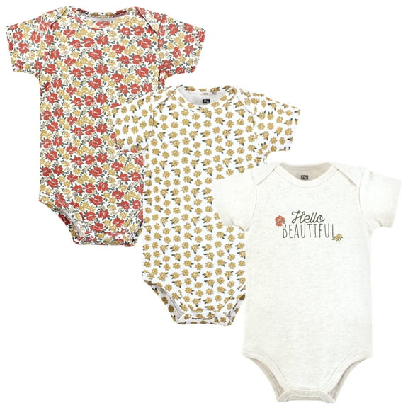 Hudson Baby Infant Girl Cotton Bodysuits, Hello Beautiful, 0-3 Months
