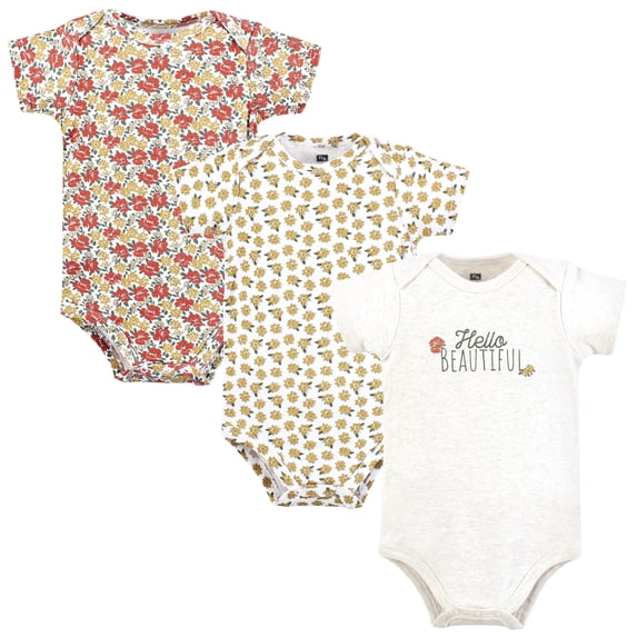Hudson Baby Infant Girl Cotton Bodysuits, Hello Beautiful, Preemie