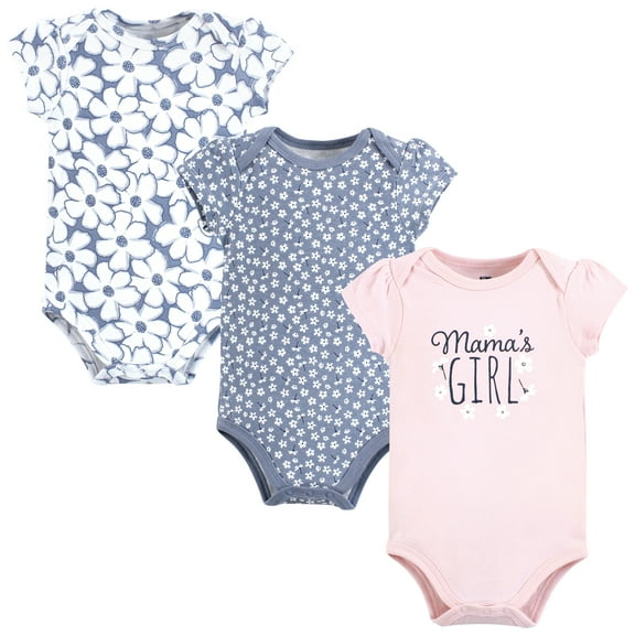 Hudson Baby Infant Girl Cotton Bodysuits, Mamas Girl Tiny Flower, 9-12 Months