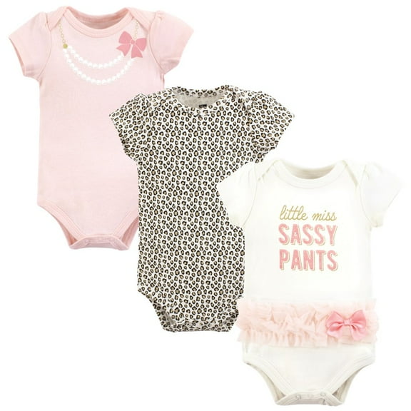 Hudson Baby Infant Girl Cotton Bodysuits, Miss Sassy Pants, 9-12 Months