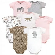 Hudson Baby Infant Girl Cotton Bodysuits, Modern Pink Safari, 6-9 Months
