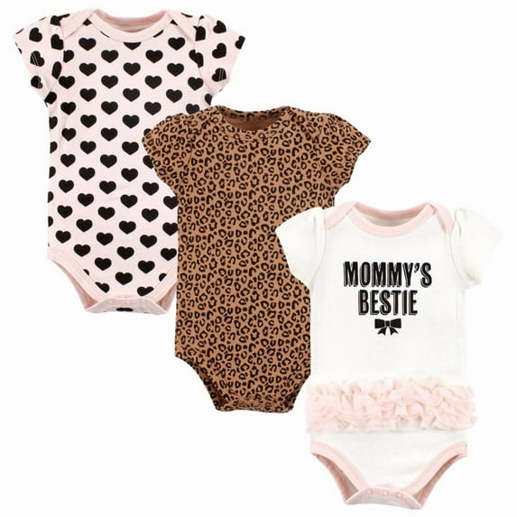Hudson Baby Infant Girl Cotton Bodysuits, Mommys Bestie Leopard Tutu, 0-3 Months