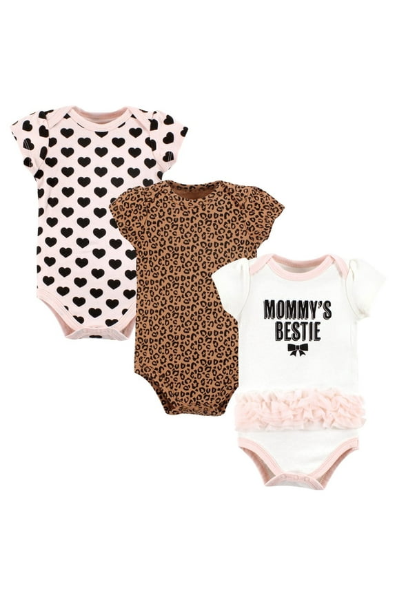 Infant Girl Cotton Bodysuits, Mommys Bestie Leopard Tutu, 9-12 Months