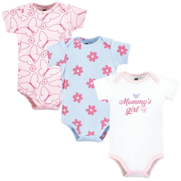 Hudson Baby Infant Girl Cotton Bodysuits, Mommys Girl Butterfly, 9-12 Months