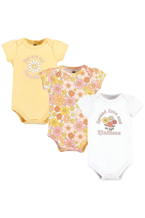 Infant Girl Cotton Bodysuits, Peace Love Flowers, Newborn