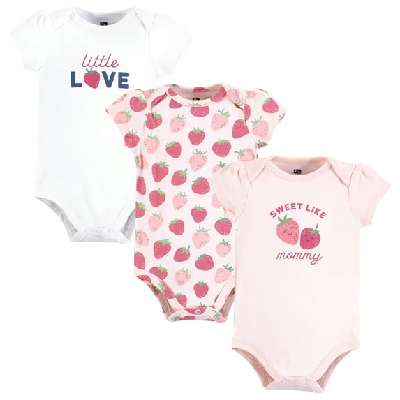 Hudson Baby Infant Girl Cotton Bodysuits, Strawberry Love, 9-12 Months