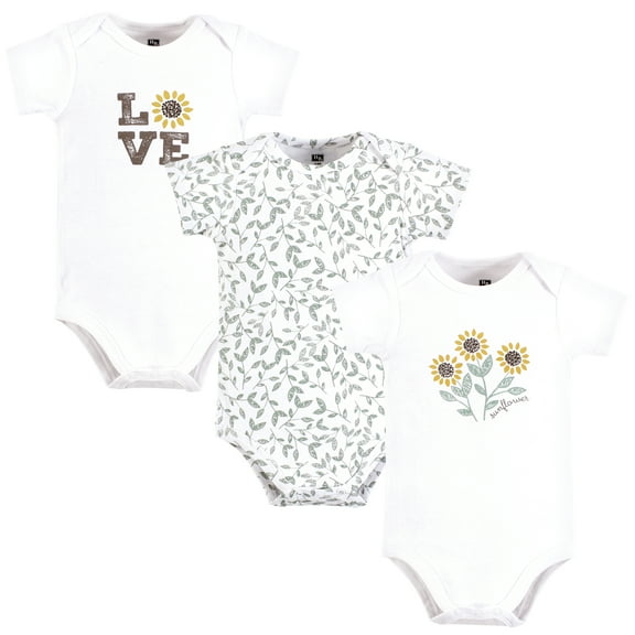 Hudson Baby Infant Girl Cotton Bodysuits, Sunflower Love, 12-18 Months