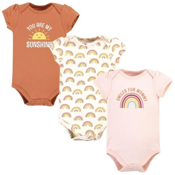 Hudson Baby Infant Girl Cotton Bodysuits, Sunshine Rainbows, 3-6 Months