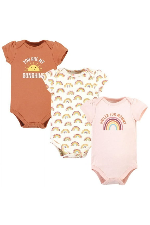 Infant Girl Cotton Bodysuits, Sunshine Rainbows, 6-9 Months