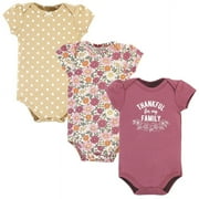 HUDSON BABY Infant Girl Cotton Bodysuits, Thankful Floral, 9-12 Months