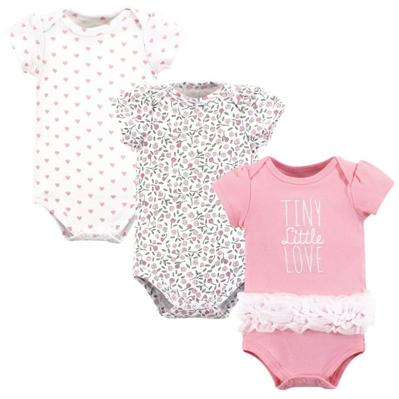 Hudson Baby Infant Girl Cotton Bodysuits, Tiny Little Love Tutu, 0-3 Months