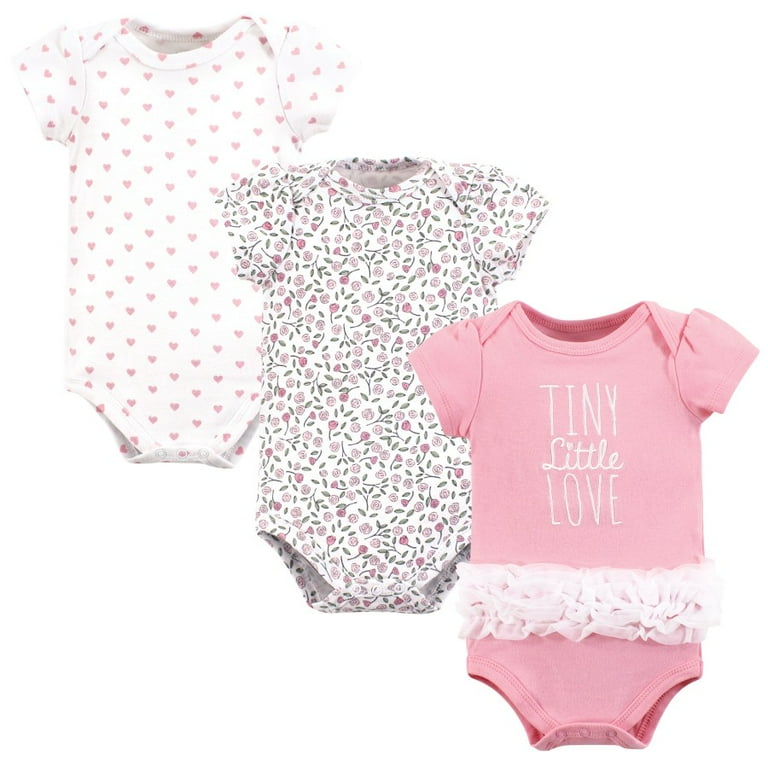 Hudson Baby Infant Girl Cotton Bodysuits, Tiny Little Love Tutu,