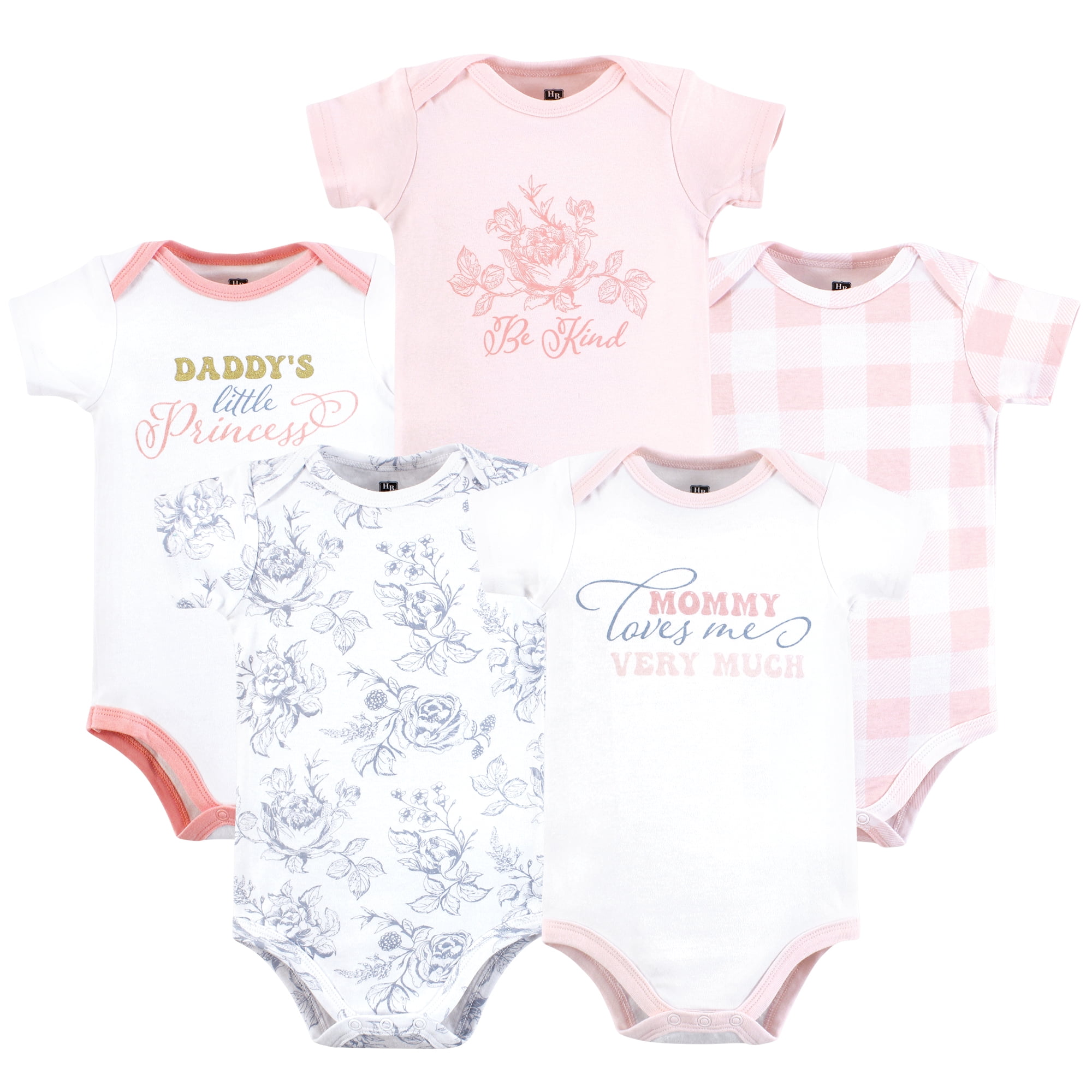 Hudson Baby Infant Girl Cotton Bodysuits, Toile Floral, 12-18 Months
