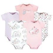 Hudson Baby Infant Girl Cotton Bodysuits, Unicorn Dream World, 9-12 Months