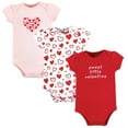 thumbnail image 1 of Hudson Baby Infant Girl Cotton Bodysuits, Valentine Hearts, 3-6 Months, 1 of 2
