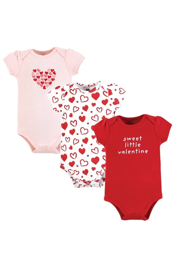 Infant Girl Cotton Bodysuits, Valentine Hearts, Preemie
