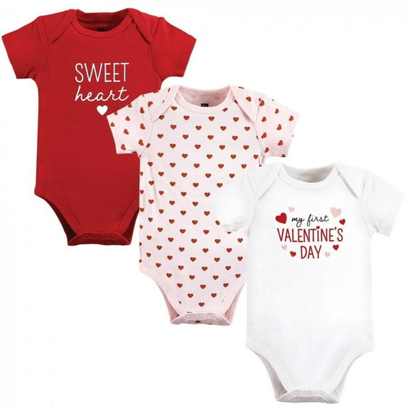 Hudson Baby Infant Girl Cotton Bodysuits, Valentine Sweetheart, 9-12 Months