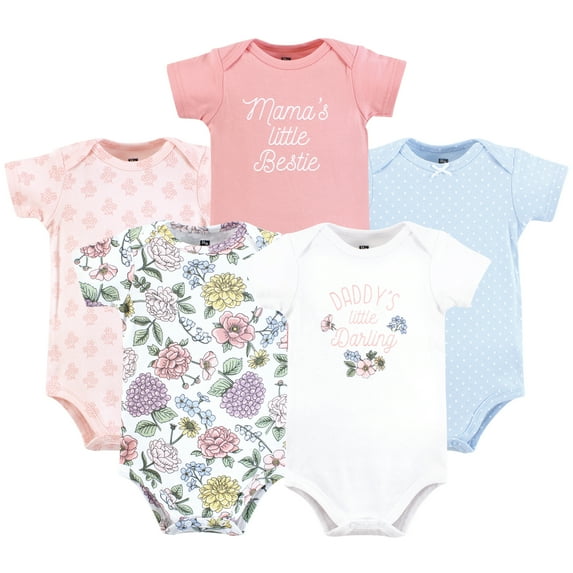 Hudson Baby Infant Girl Cotton Bodysuits, Vintage Blossom, 3-6 Months