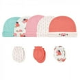 thumbnail image 1 of Hudson Baby Infant Girl Cotton Cap and Scratch Mitten 8pc Set, Floral, 0-6 Months, 1 of 2