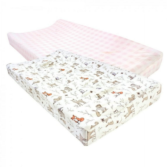 Hudson Baby Infant Girl Cotton Changing Pad Cover, Enchanted Forest, One Size