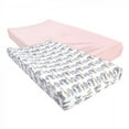 thumbnail image 1 of Hudson Baby Infant Girl Cotton Changing Pad Cover, Pink Safari, One Size, 1 of 3