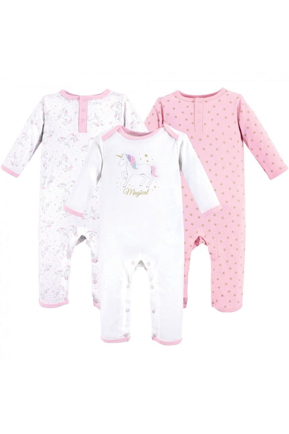 Infant Girl Cotton Coveralls 3pk, Magical Unicorn, 6-9 Months
