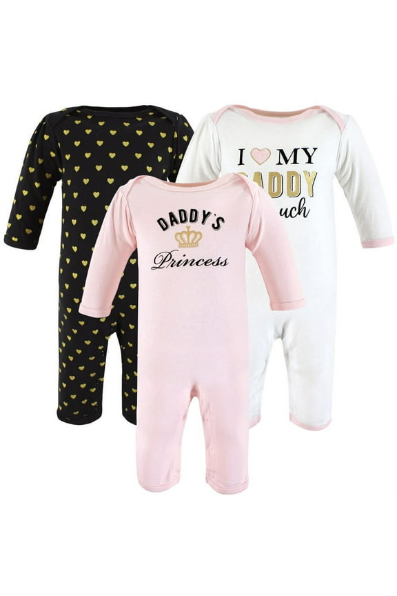 Infant Girl Cotton Coveralls, Daddys Princess, 0-3 Months