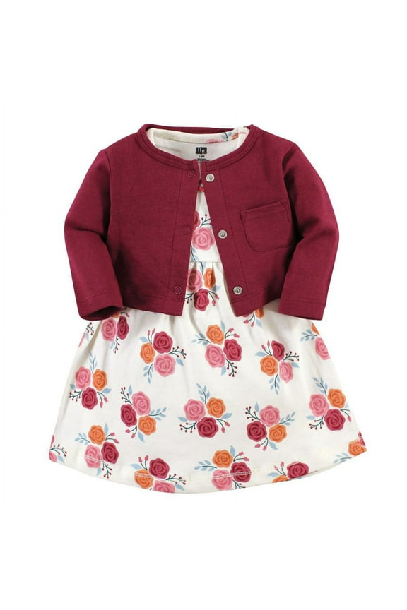 Infant Girl Cotton Dress and Cardigan Set, Autumn Rose, 6-9 Months