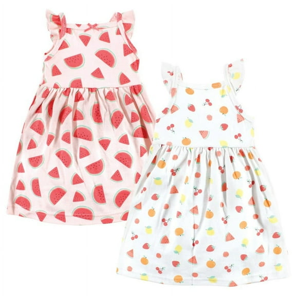 Hudson Baby Infant Girl Cotton Dresses, Fruit Salad, 0-3 Months