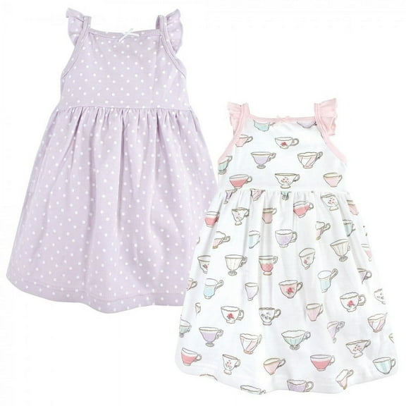 Hudson Baby Infant Girl Cotton Dresses, Tea Party, 0-3 Months