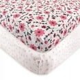 thumbnail image 1 of Hudson Baby Infant Girl Cotton Fitted Crib Sheet, Botanical, One Size, 1 of 5