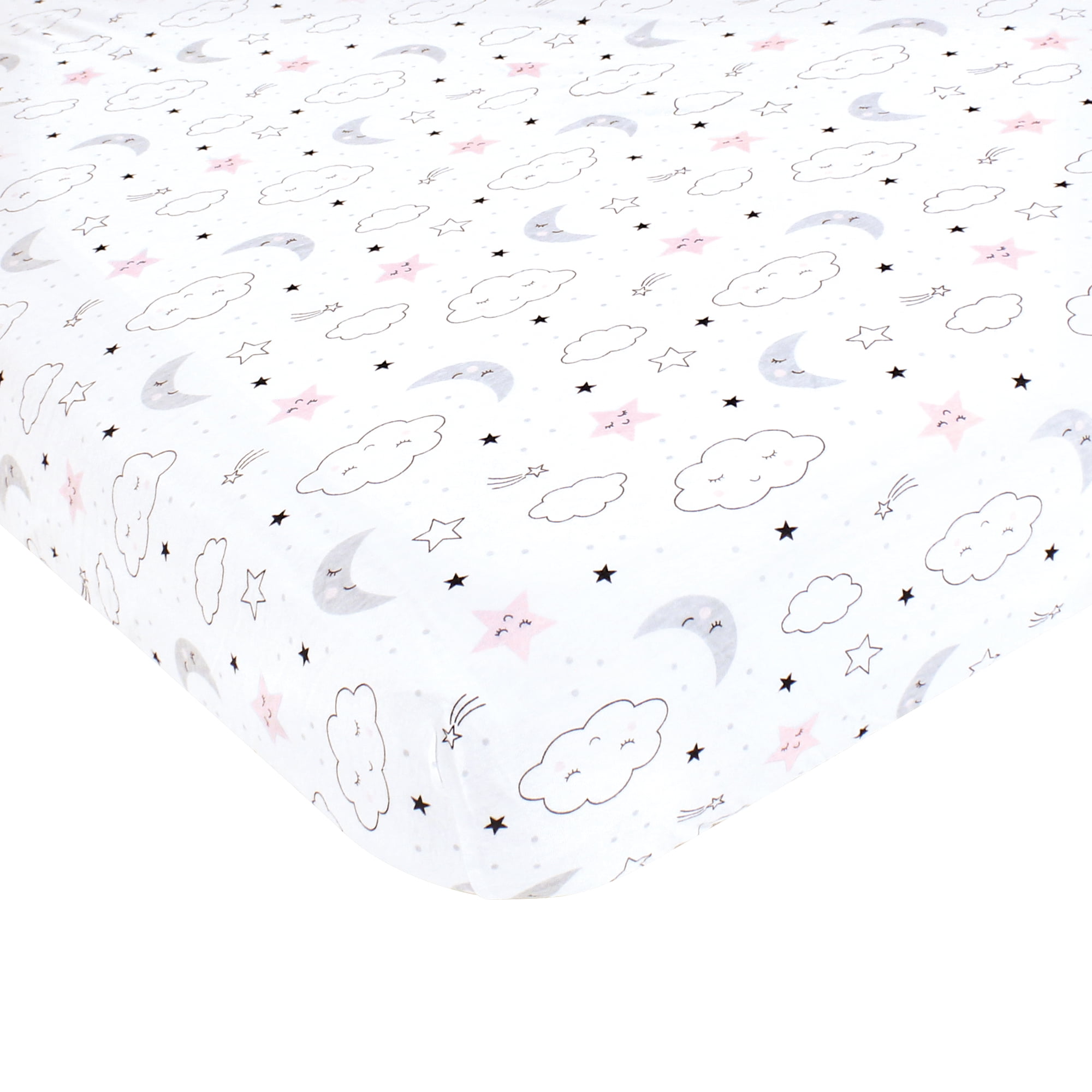 Hudson Baby Infant Girl Cotton Fitted Crib Sheet, Dreamer, One Size
