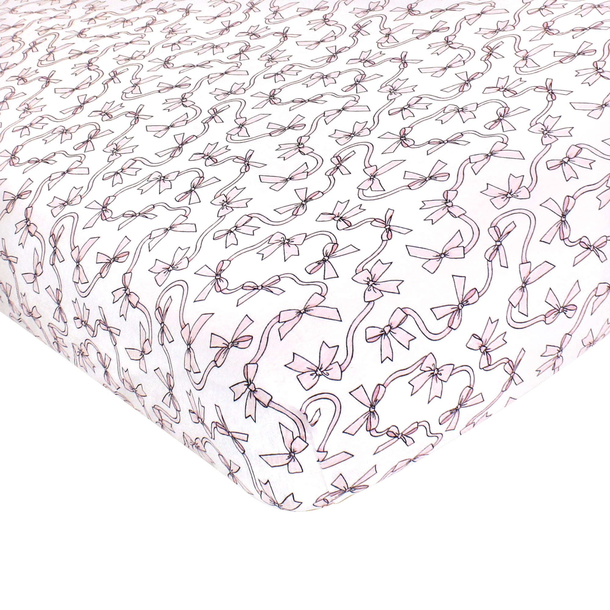 Hudson Baby Infant Girl Cotton Fitted Crib Sheet, Pink Bows, One Size