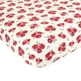 thumbnail image 1 of Hudson Baby Infant Girl Cotton Fitted Crib Sheet, Red Rose, One Size, 1 of 2