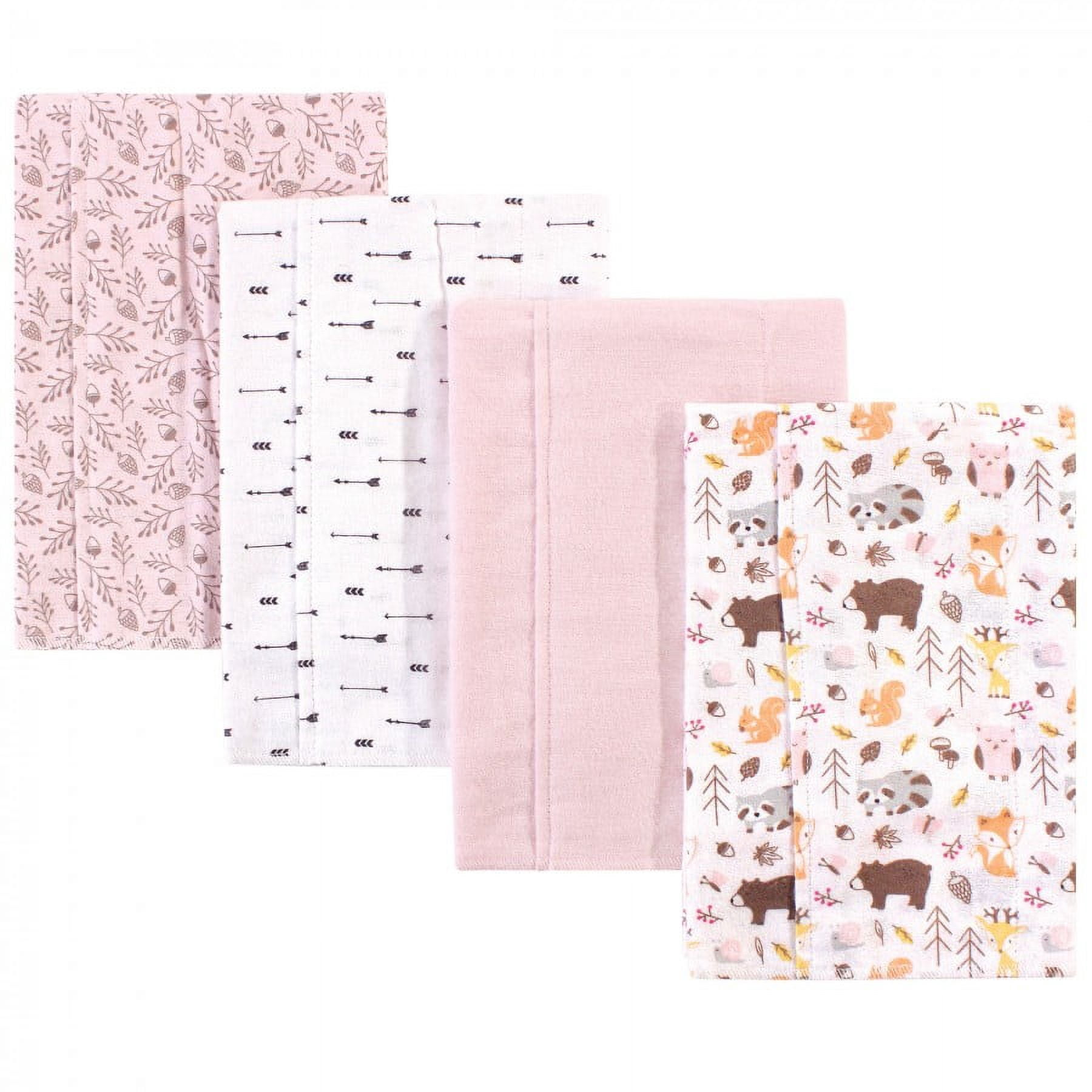Hudson Baby Flannel Burp Cloths 4 Pack - Soft Painted Floral | Unisex Baby Essentials