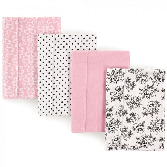 Hudson Baby Infant Girl Cotton Flannel Burp Cloths 4pk, Toile, One Size