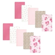 Hudson Baby Unisex Baby Cotton Poly Flannel Burp Cloths, Blush Rose, One Size