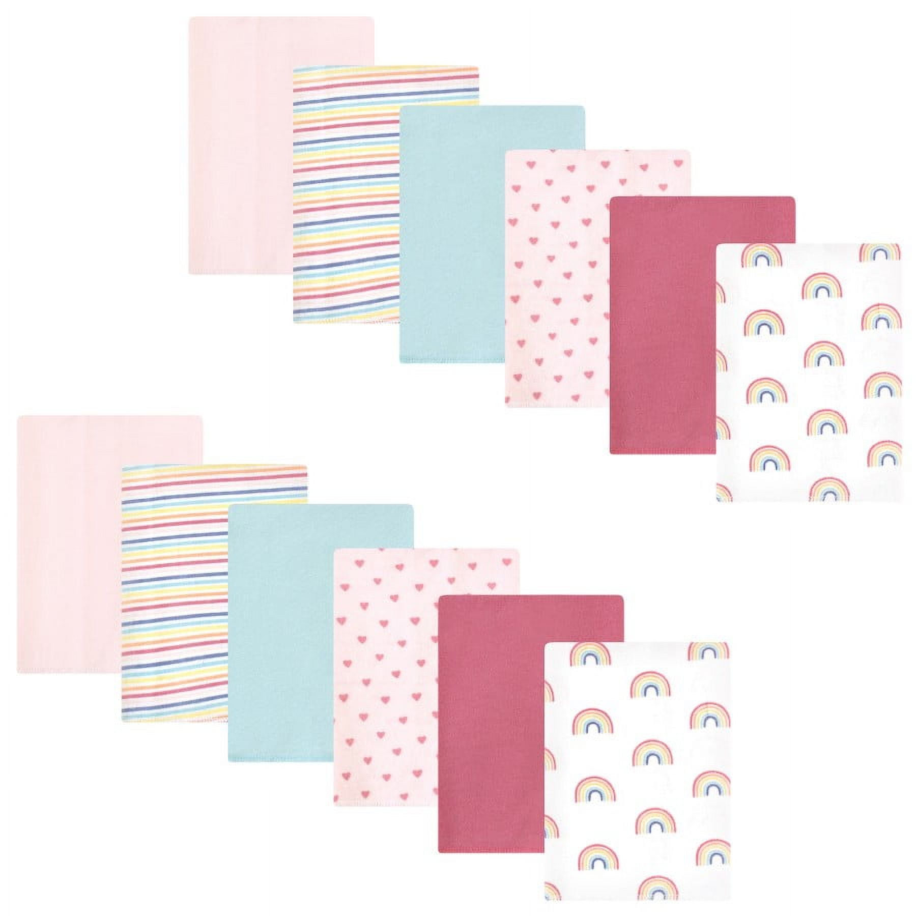 Hudson Baby Unisex Cotton Flannel Burp Cloths - Blush Navy Floral 7-Pack, Super Soft & Absorbent For Newborns - View #4