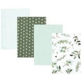 thumbnail image 1 of Hudson Baby Infant Girl Cotton Flannel Burp Cloths, Eucalyptus 4-Pack, One Size, 1 of 6