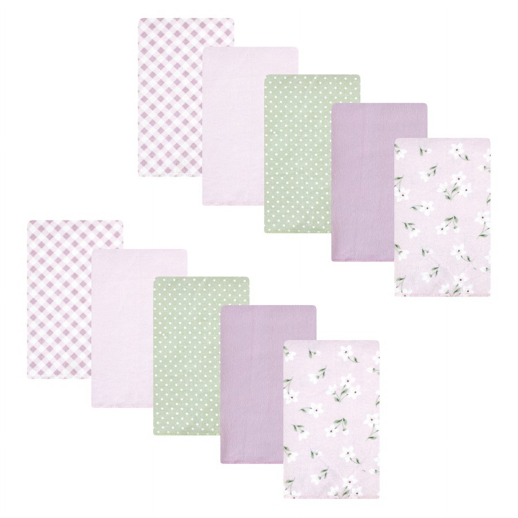 Hudson Baby Infant Girl Cotton Flannel Burp Cloths, Purple Dainty