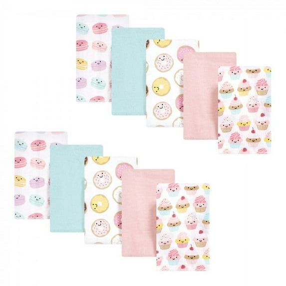 Hudson Baby Infant Girl Cotton Flannel Burp Cloths, Sweetest Cupcake, One Size
