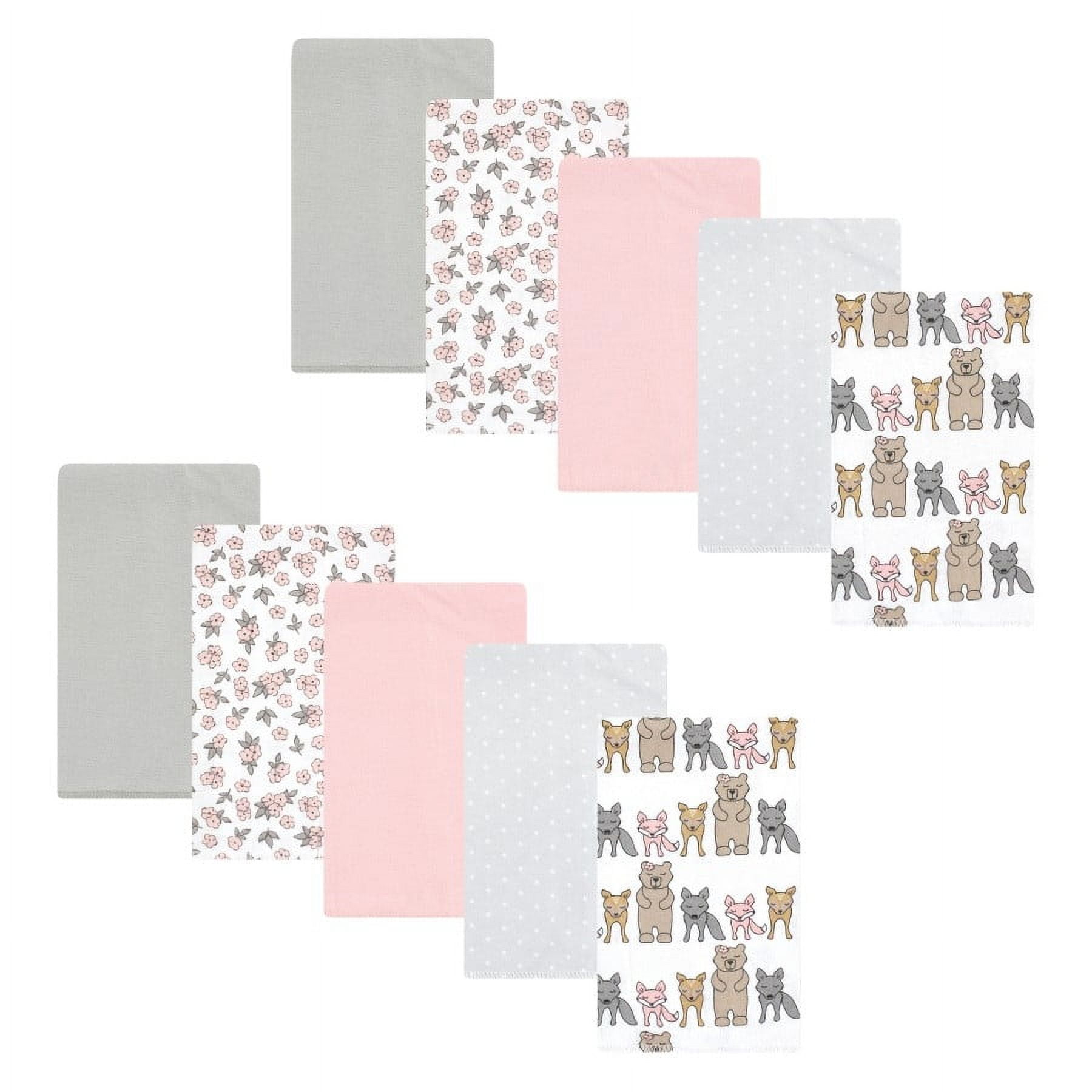 Hudson Baby Infant Girl Cotton Flannel Burp Cloths, Wild Forest Pink 10