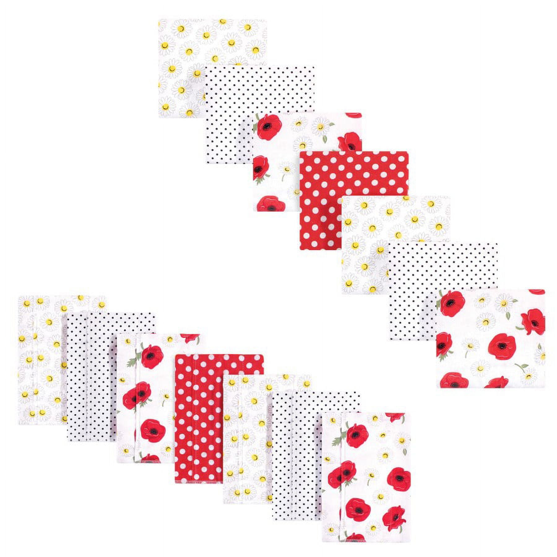 Hudson Baby Infant Girl Cotton Flannel Burp Cloths and Receiving Blankets, 14-Piece, Poppy Daisy, One Size