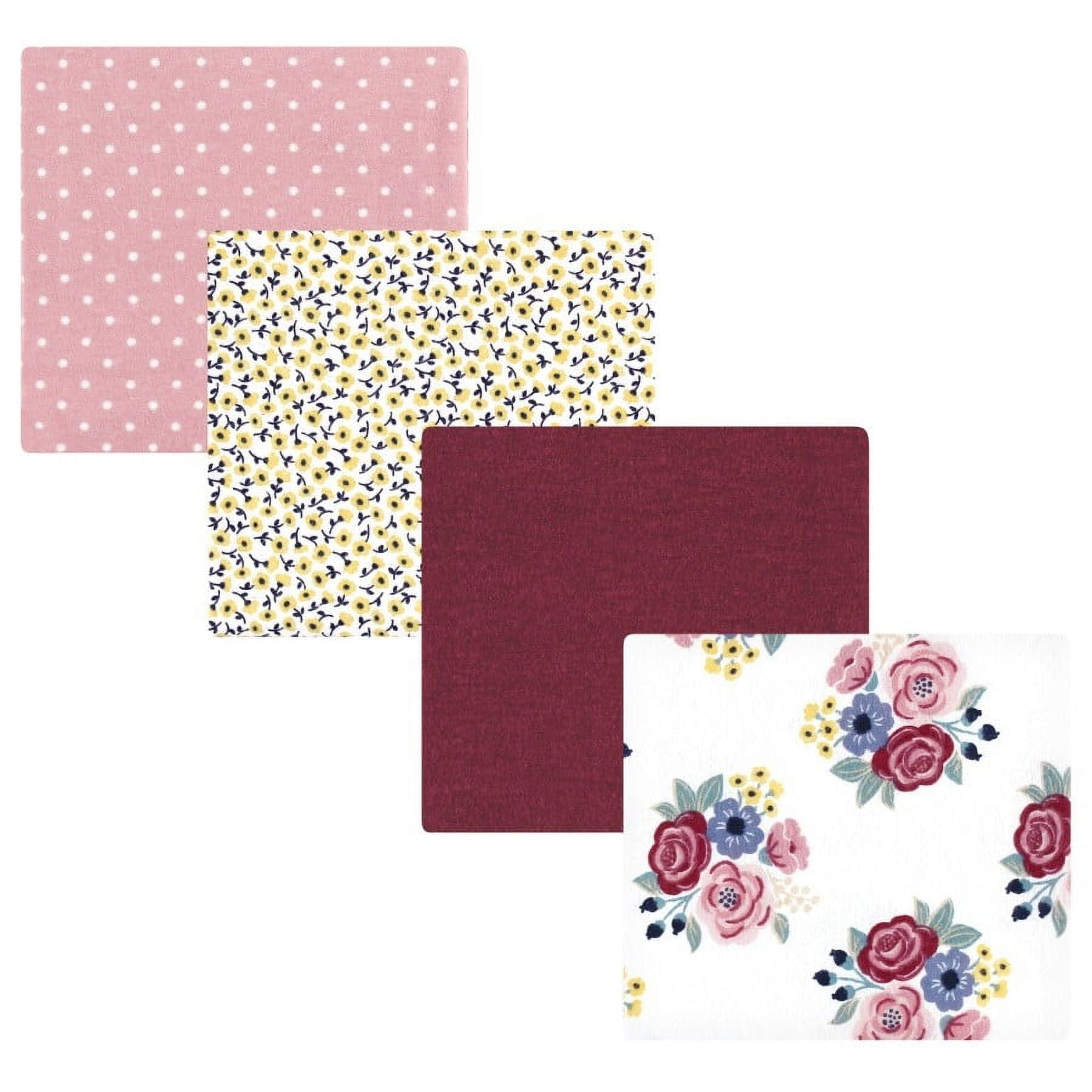 Hudson Baby Infant Girl Cotton Flannel Receiving Blankets, Blush Navy Floral, One Size