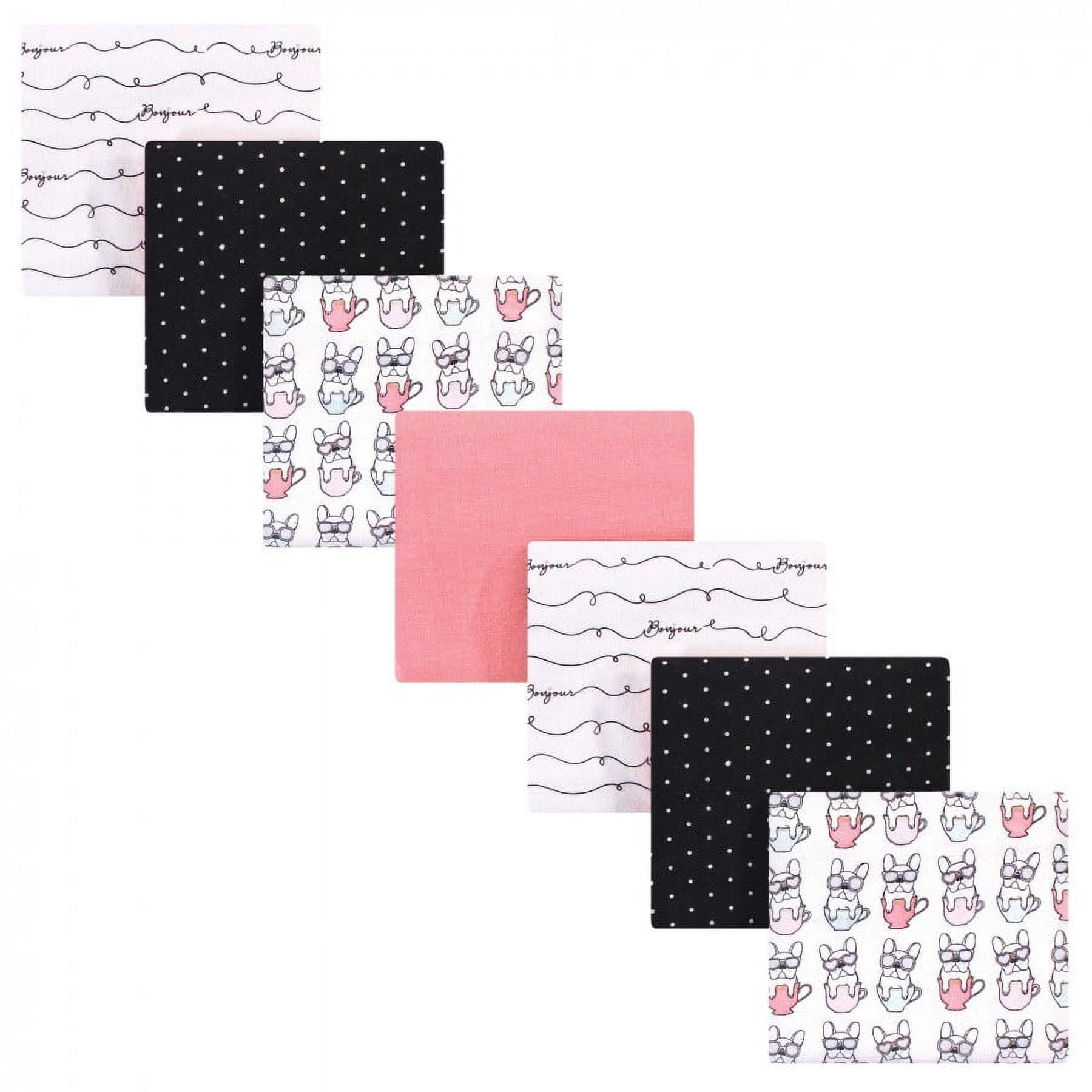 Hudson Baby Infant Girl Cotton Flannel Receiving Blankets Bundle, Bonjour, One Size