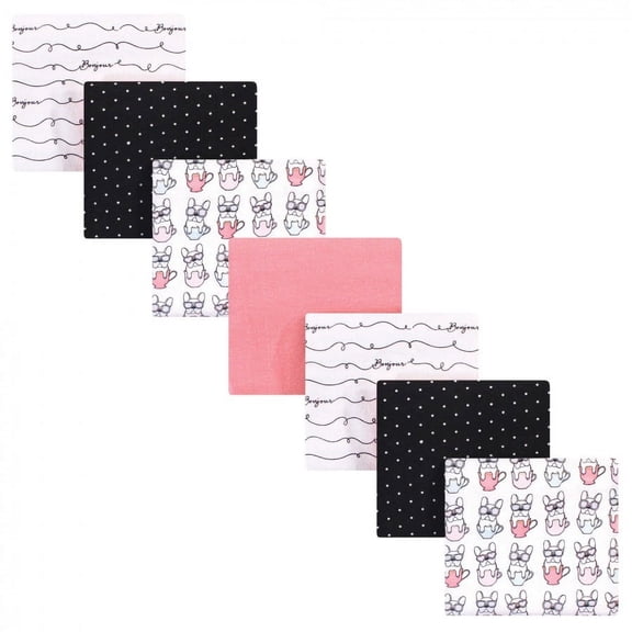 Hudson Baby Unisex Baby Cotton Poly Flannel Receiving Blankets Bundle, Bonjour, One Size